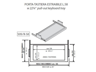 Porta tastiera estraibile