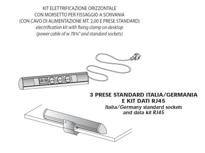 Kit elettrificazione tipo Y3 orizzontale fossaggio scrivania a morsetto