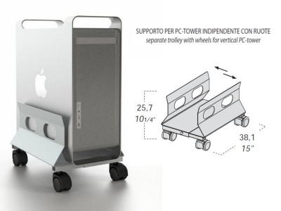 Supporto per PC-Tower regolabile su ruote